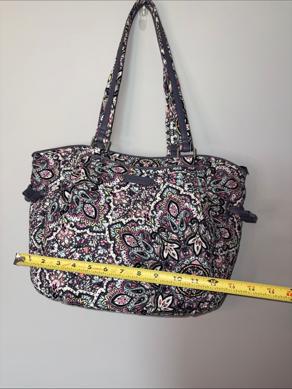 Vera Bradley Quilted Paisley Tote in Navy, Pink & White - Picture 3 of 10